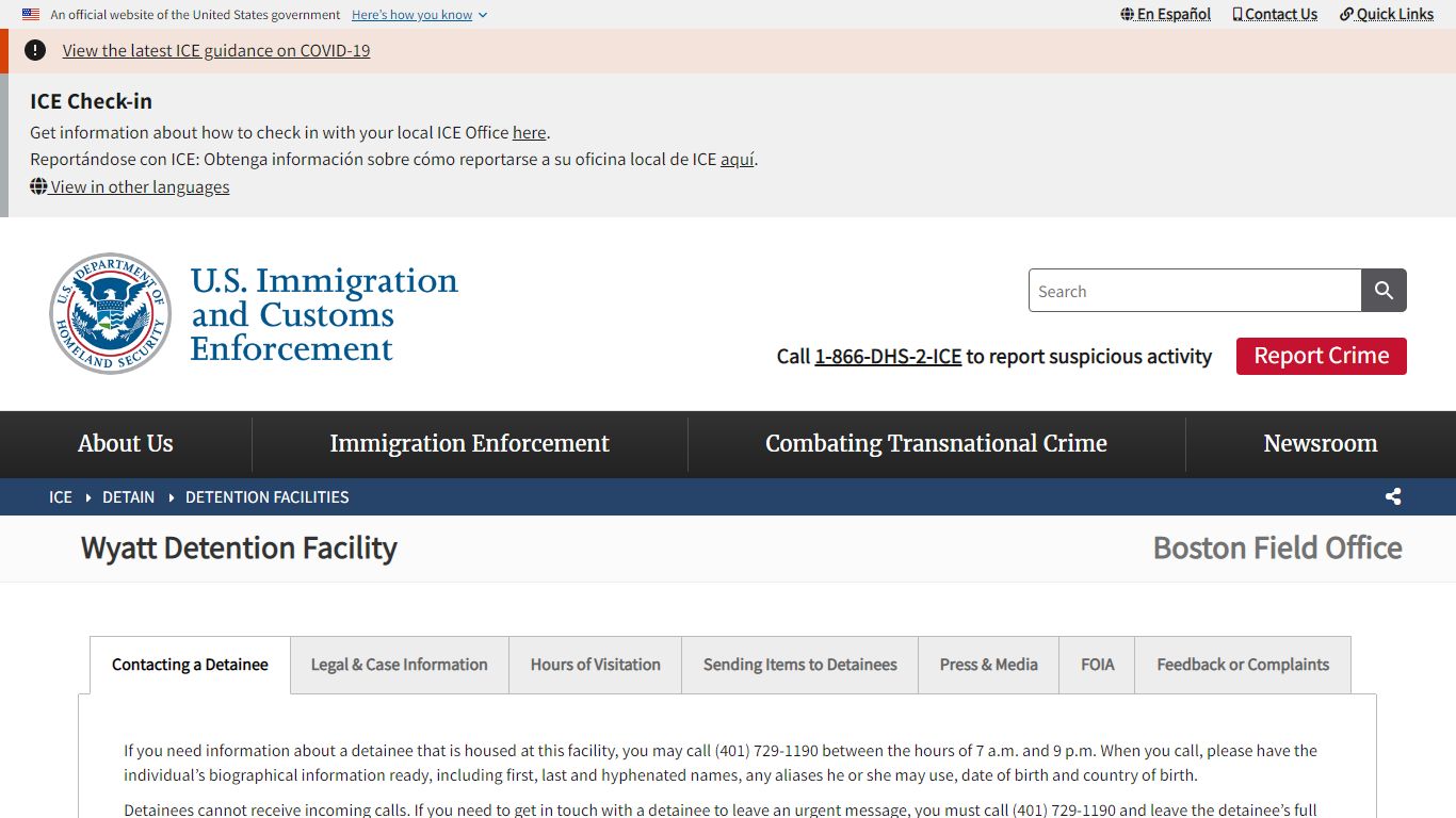 Wyatt Detention Facility | ICE